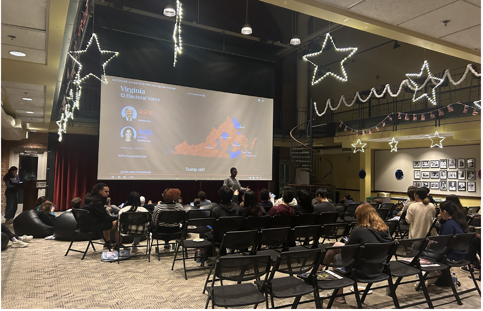 Students gather in the Alvarez College Union to commemorate election night on November 5th. Photos by Claire Kelly ‘25.