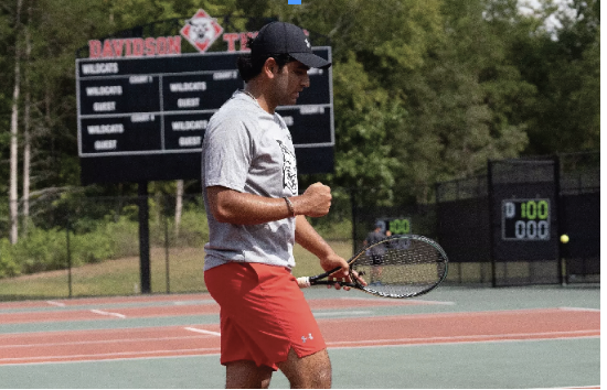 Singh ‘25 celebrates a big point. Photo by 
Davidson Athletics.