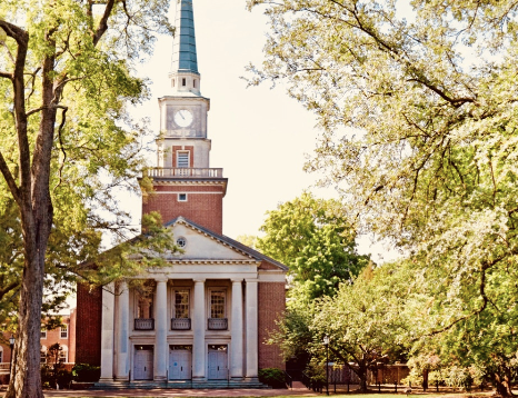 Originally founded in 1885 and rebuilt in 1952, the Davidson College Presbyterian Church symbolizes Davidson’s historical ties to the Presbyterian tradition. Photo from dcpc.org.