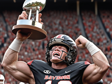 Davidson football hero Blake Craig celebrates the Wildcats’ first national championship. Photo from ESPN.