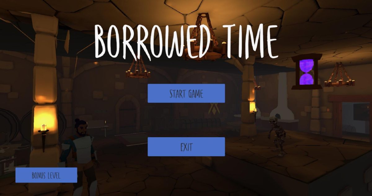 Title screen from “Borrowed Time,” Hack@Davidson’s Best Games Project winner. Photo by Paul Skok ‘25.