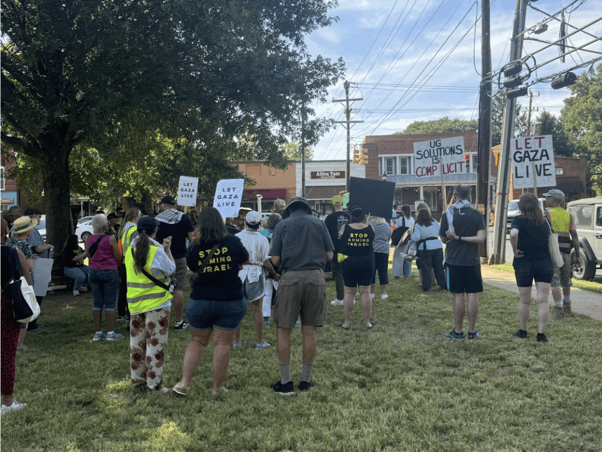 Groups from across North Carolina gathered to protest UG Solutions' presence in Davidson. 
