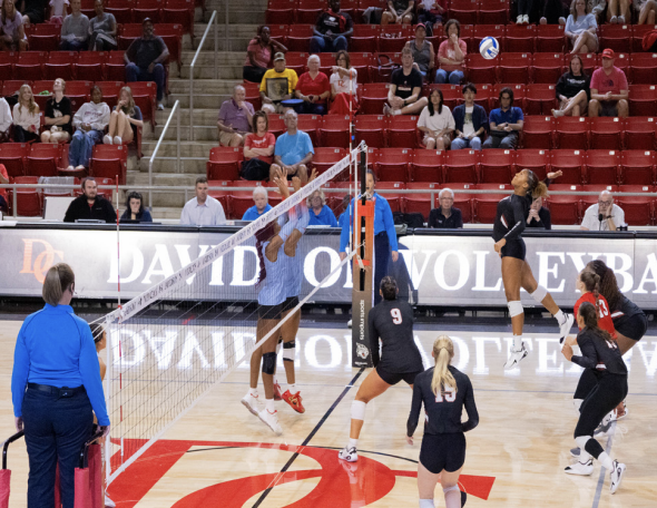 Davidson volleyball works together to put up a strong showing.