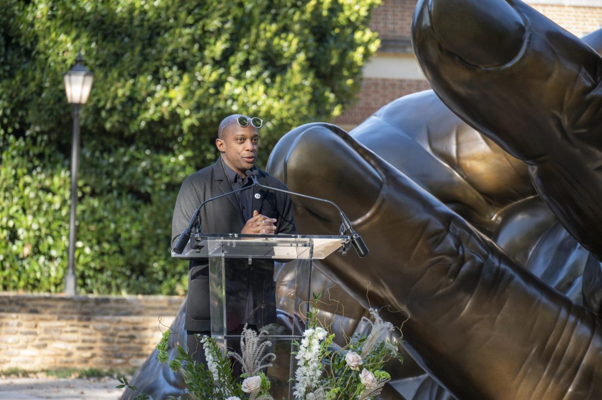 Artist Hank Willis Thomas spoke at Thursday's dedication.