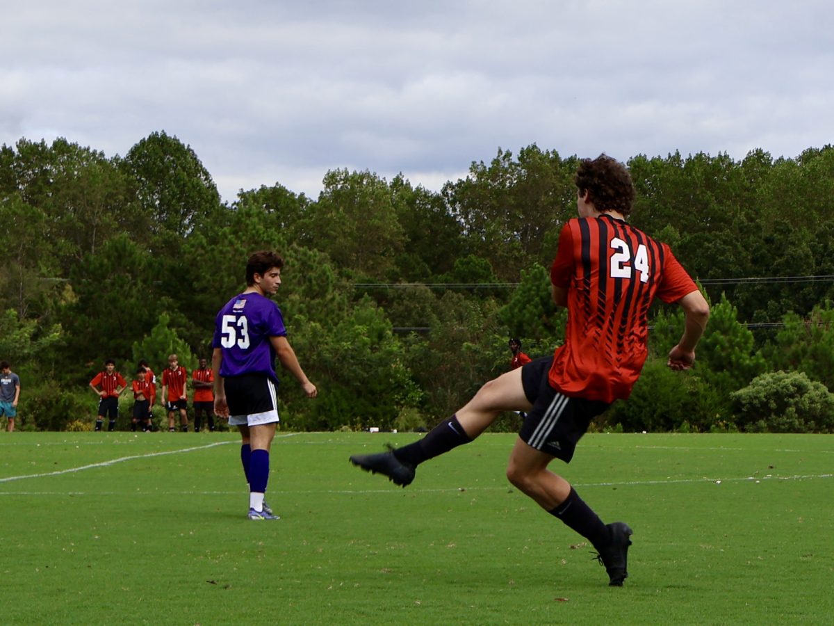 Dominic Rusciolelli '28 in a game against High Point University. Courtesy of Bridget Prentiss '28.