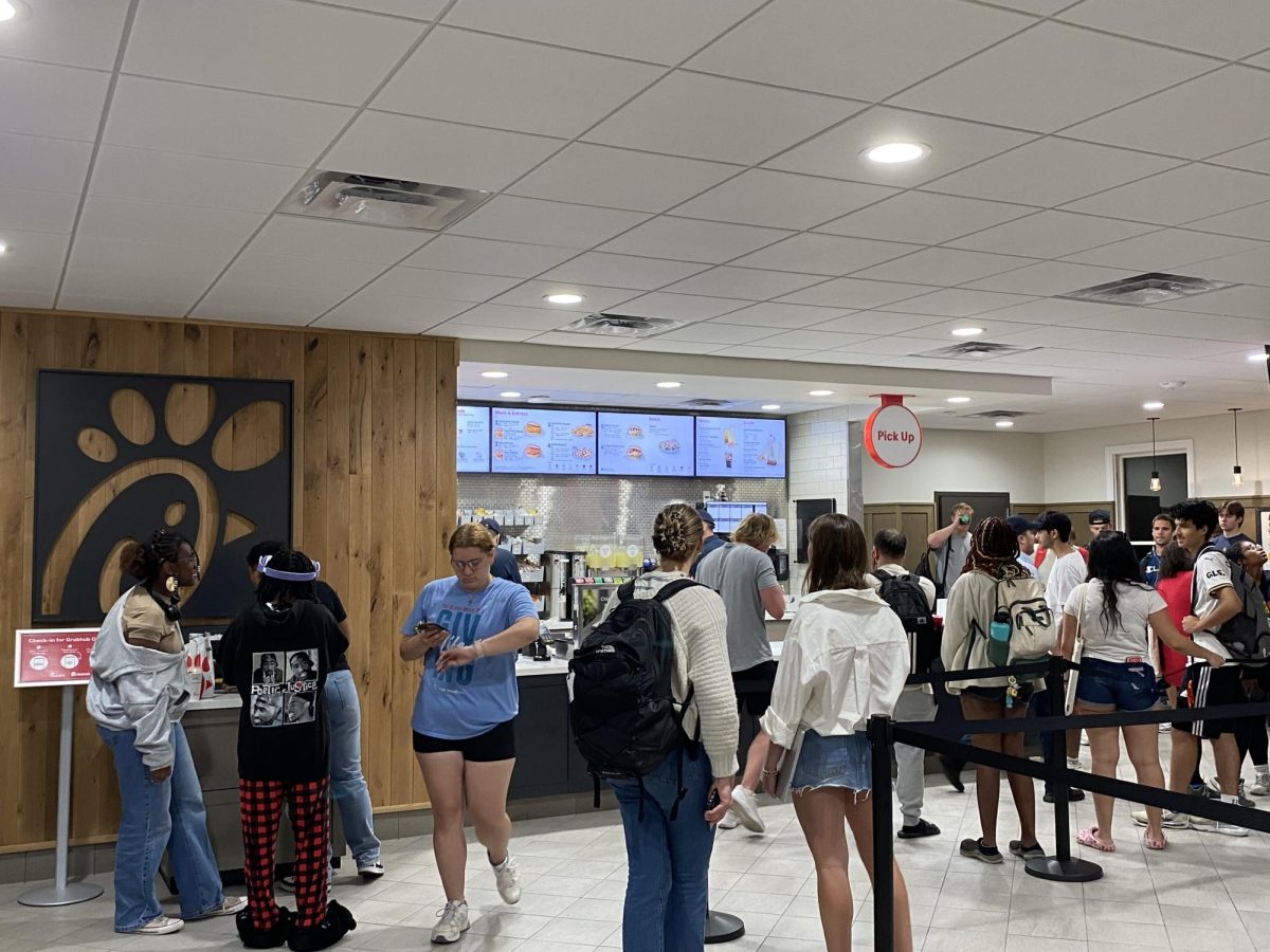 Students gather at Chick-fil-A.