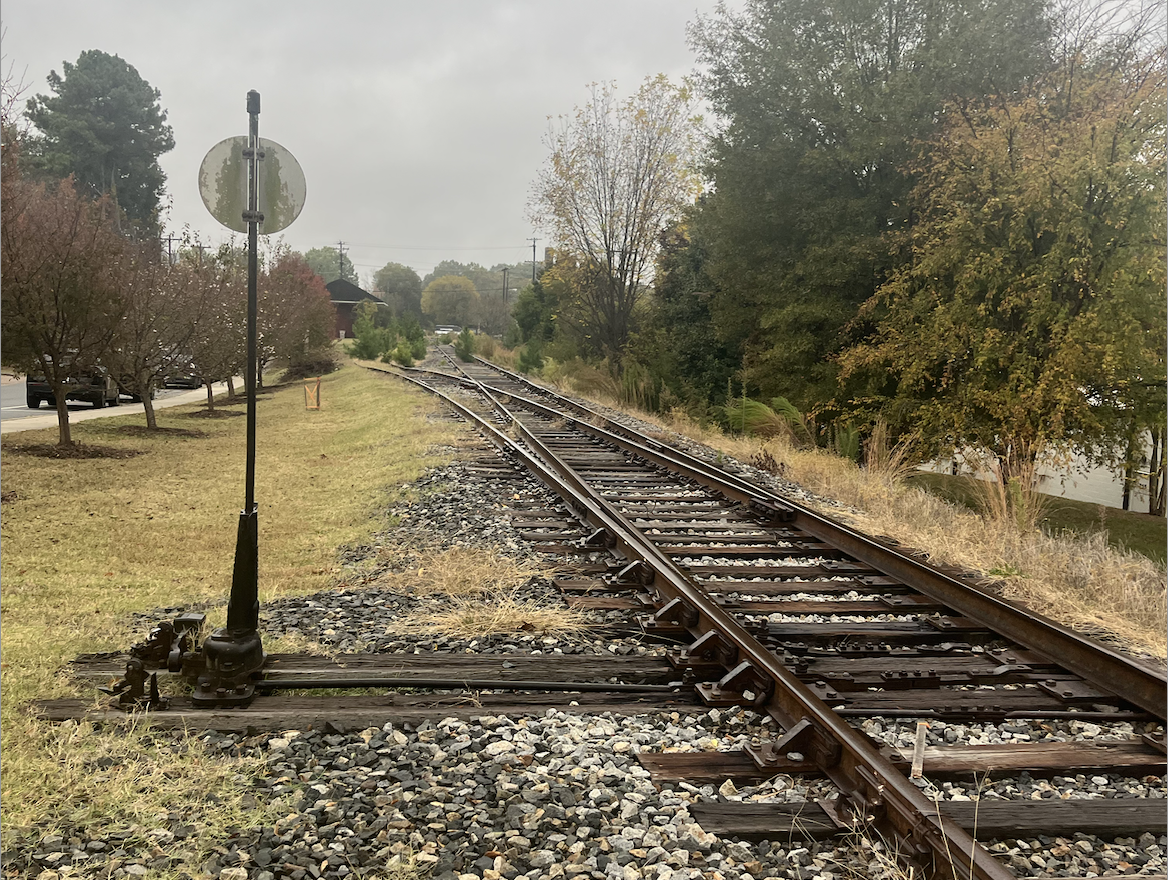 The proposed Red Line will run parallel to Main Street along existing tracks.