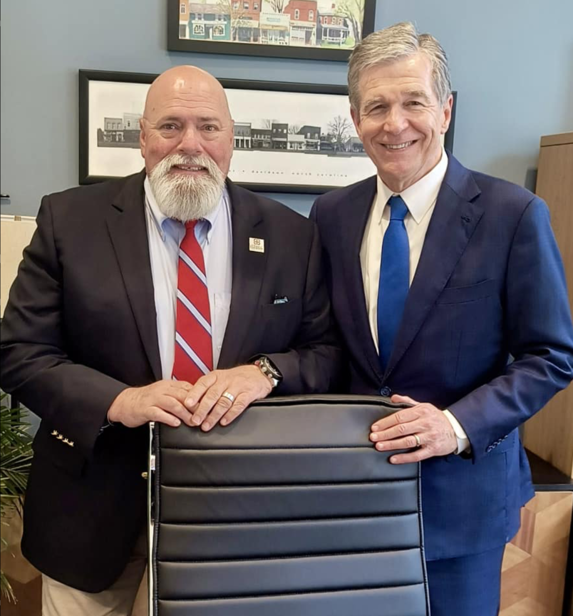 Mayor Rusty Knox standing next to former NC Governor Roy Cooper. Photo courtesy of @Rustyknox on Instagram.