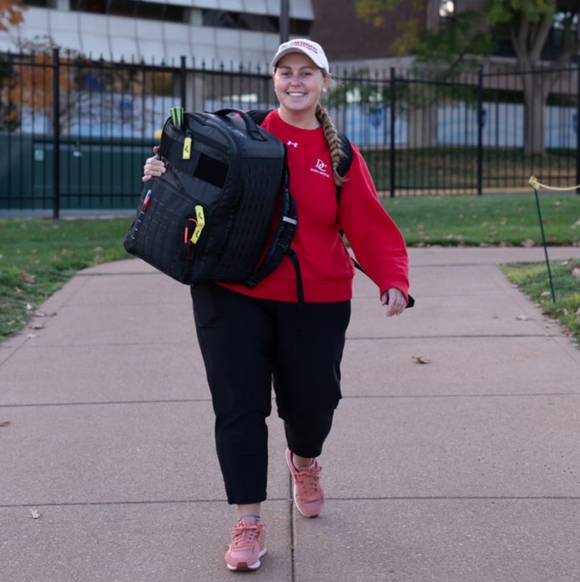 Sarah Weatherford arriving at a women’s soccer game. Photo courtesy of @davidsonwsoc on Instagram.