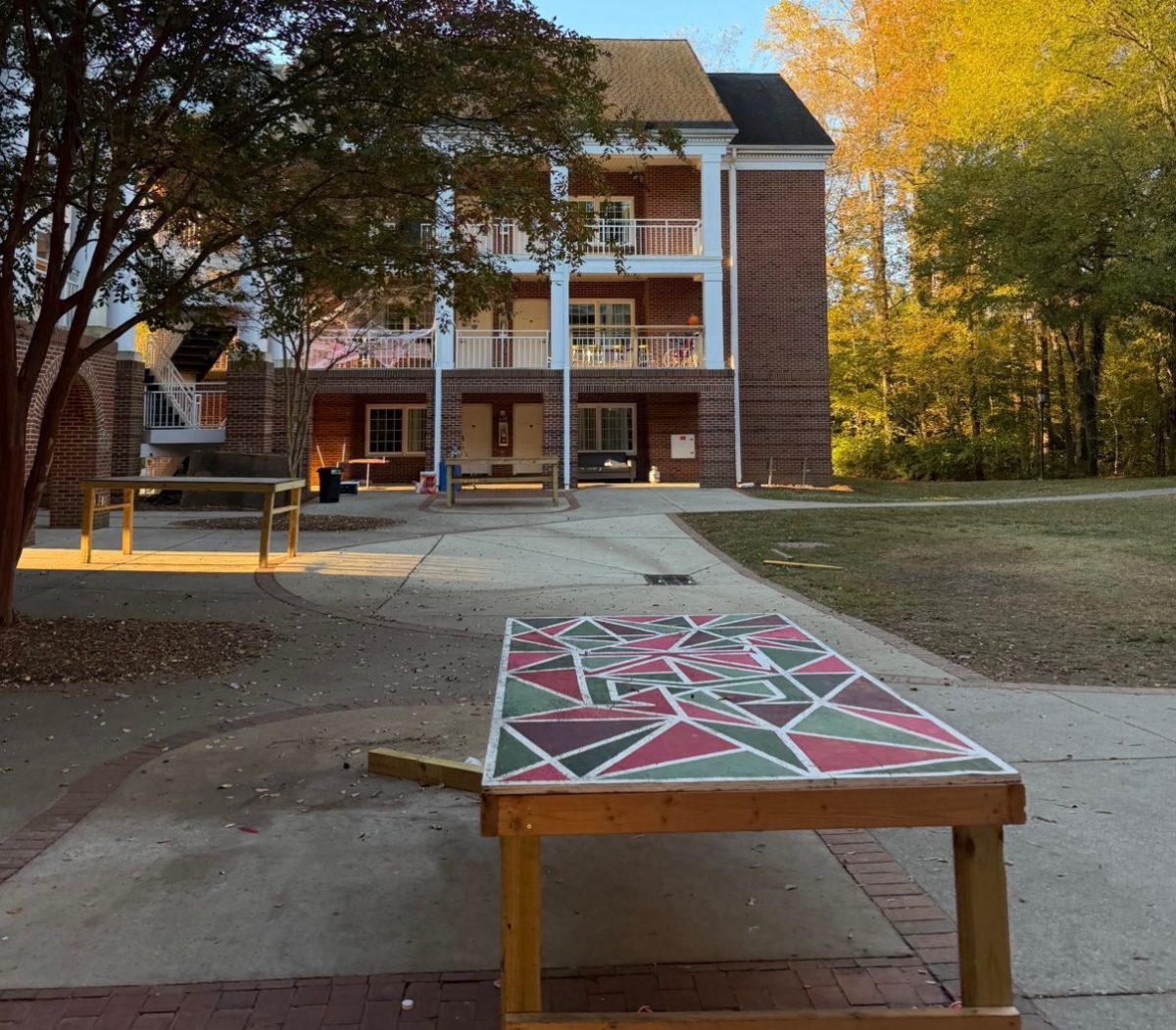 Game tables outside Martin Court.