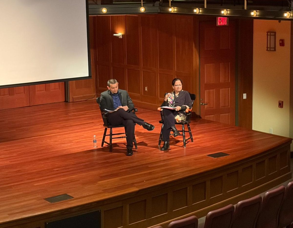 Leela Prasad and Adam Taylor Russell lead discussion on “Ahimsa Gandhi: The Power of the Powerless.” 