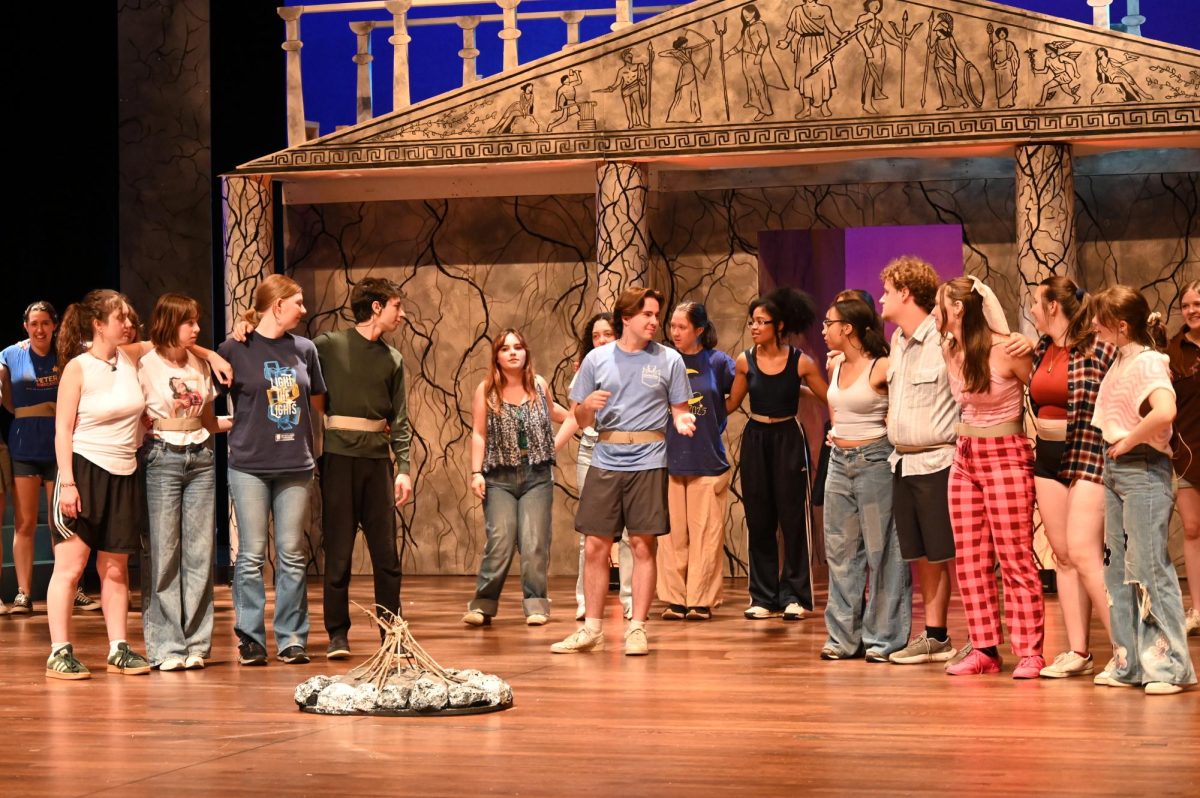 Actors rehearse in the Duke Family Performance Hall. 