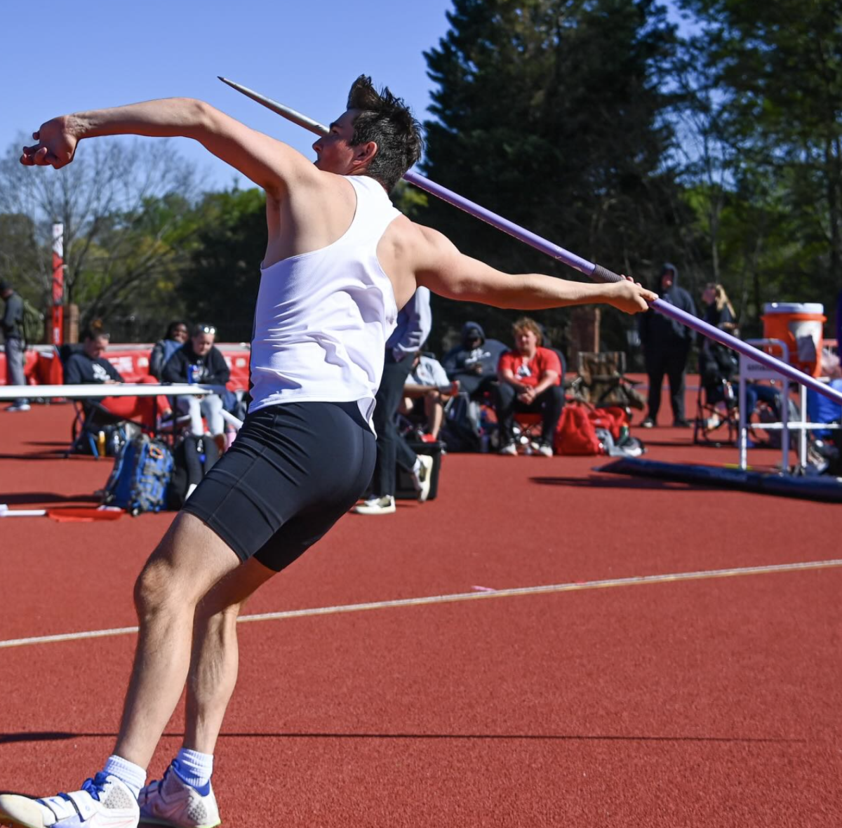 Matthew Yaun ’29 setting records in the javelin. 
